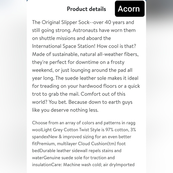 Acorn Unisex Knit Leather Slipper Sock Moose Lodge Nordic Mens 7.5-8.5 Women 9.5 - Picture 12 of 12